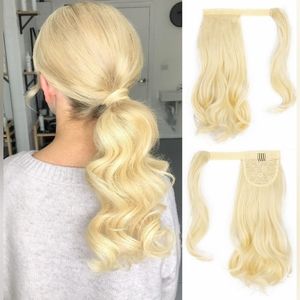 "SHNMIN" Light Blonde Curly Wrap Around Ponytail Hair Extension